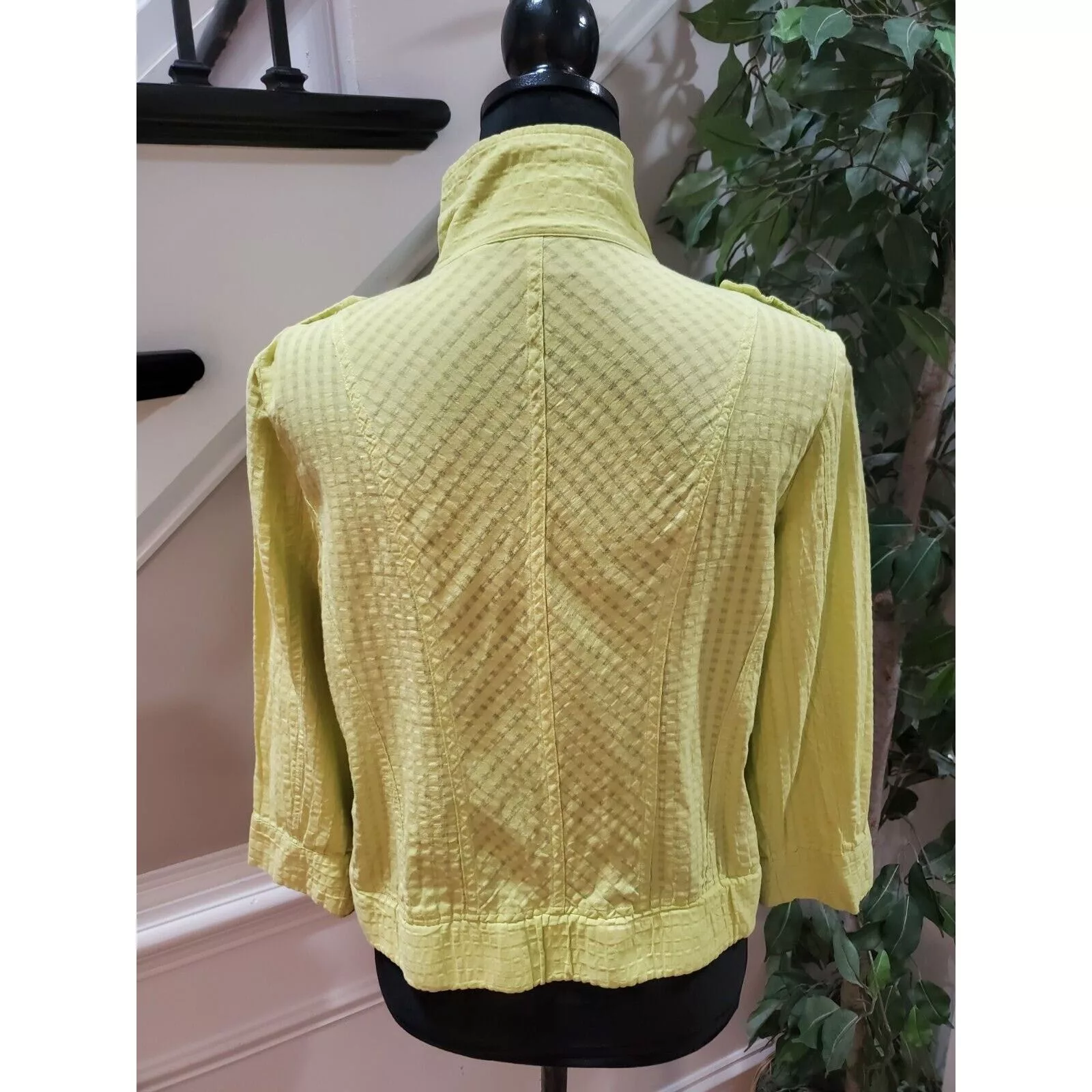Chicos Jackets Chicos Chico's Long Sleeve Mock Neck Button Jacket Size 1 (Medium) Green
