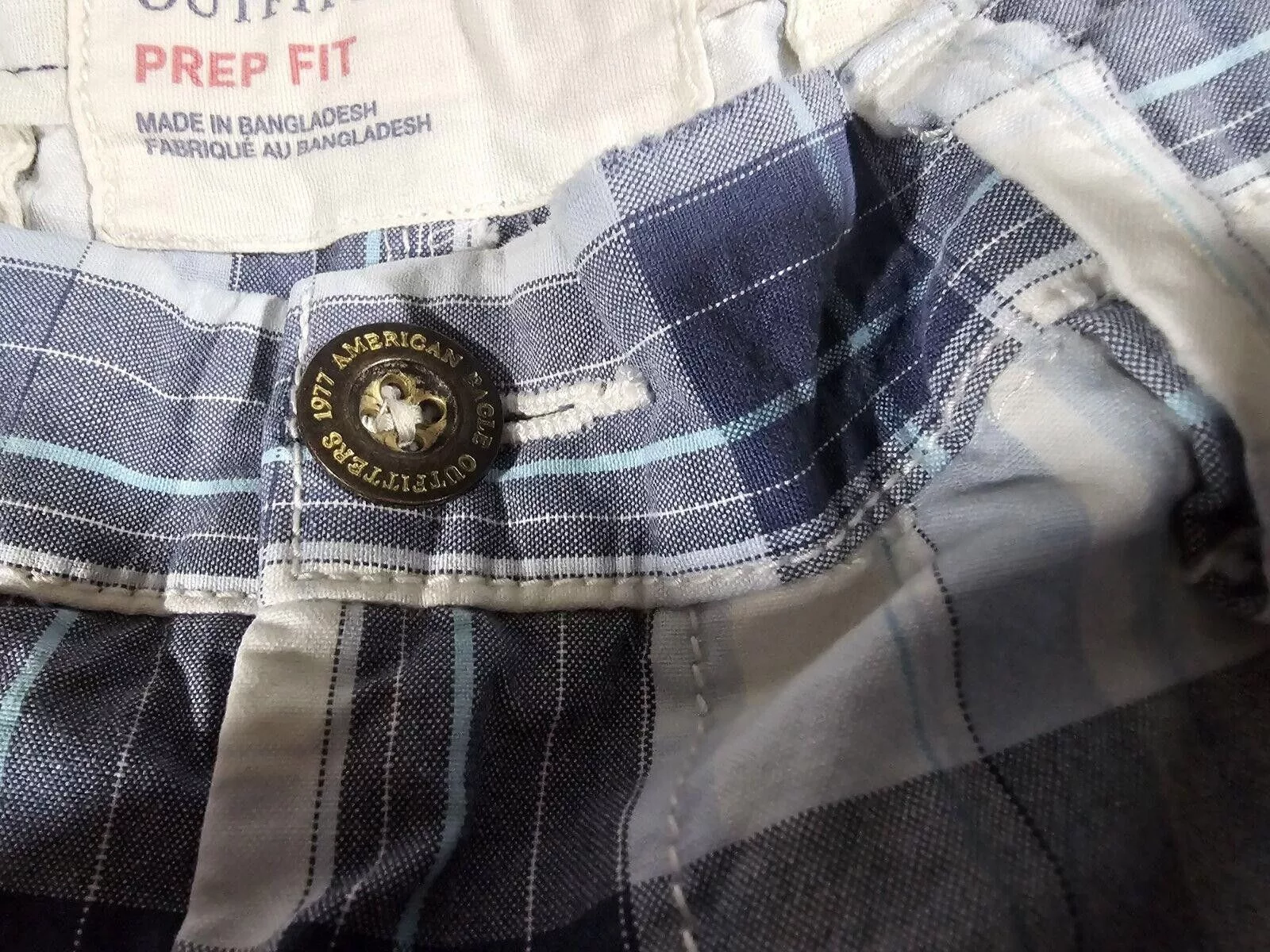 Designer Shorts Designer American Eagle Prep Fit Men's 36 Blue Plaid Shorts