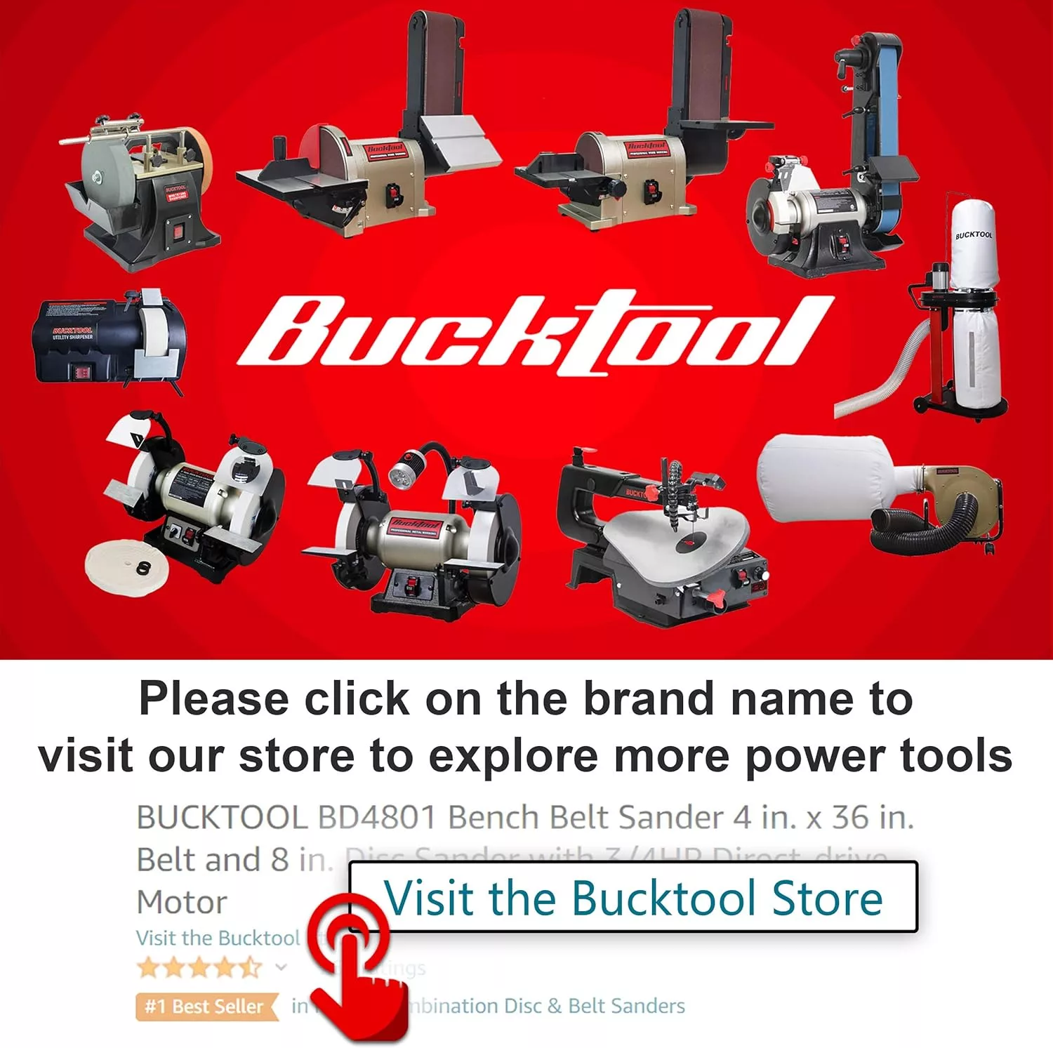 Bucktool Combo 2 x 42" Belt Sander 6" Bench Grinder