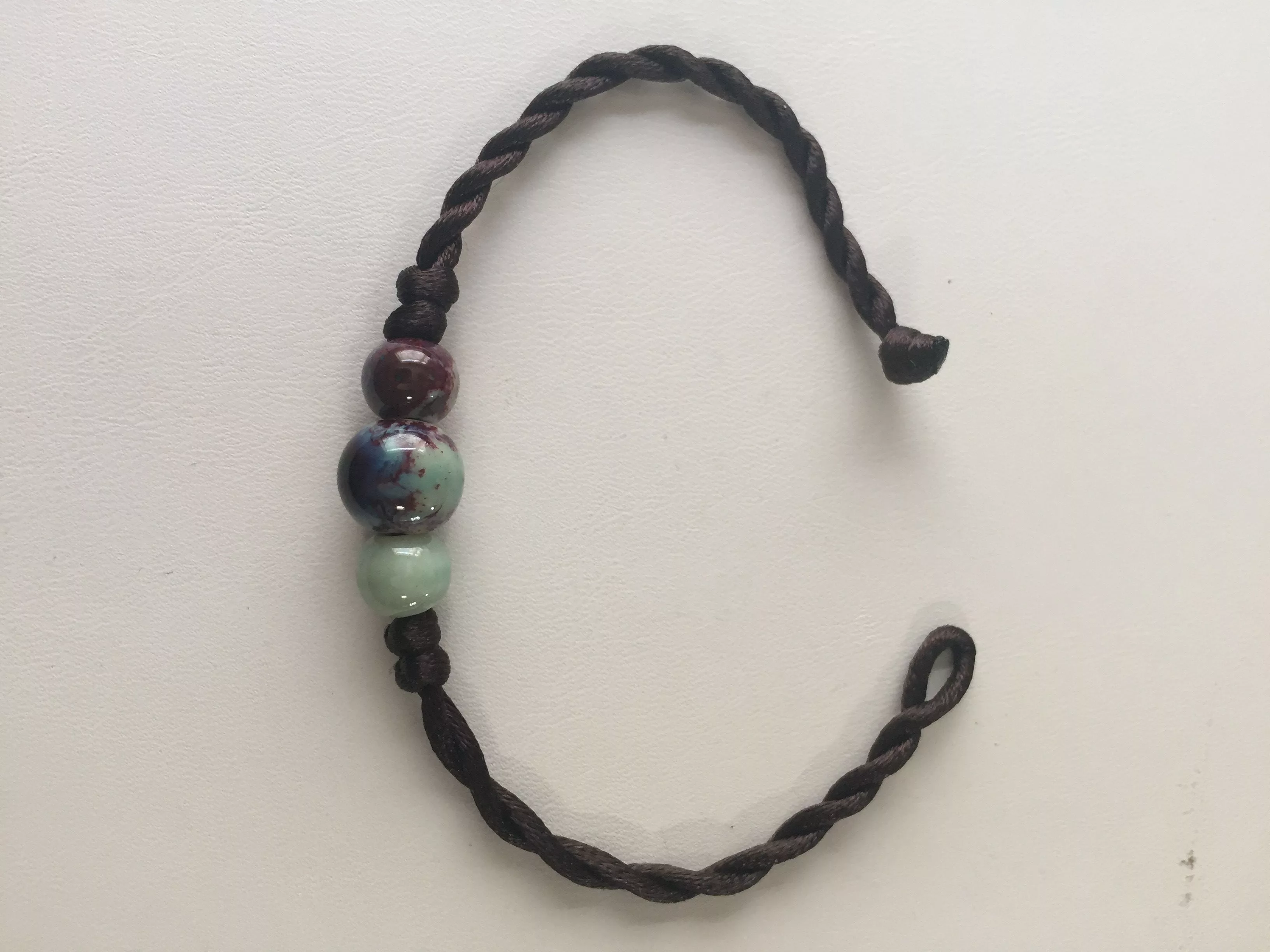 Handmade Bracelets Handmade Asian Style Ceramic beads Minimalist Rope Bracelet Brown