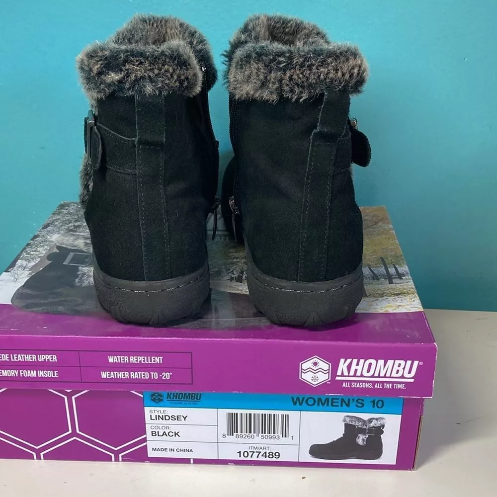 Other Boots Other Khombu Lindsay Black Leather Ankle Boots Size 10