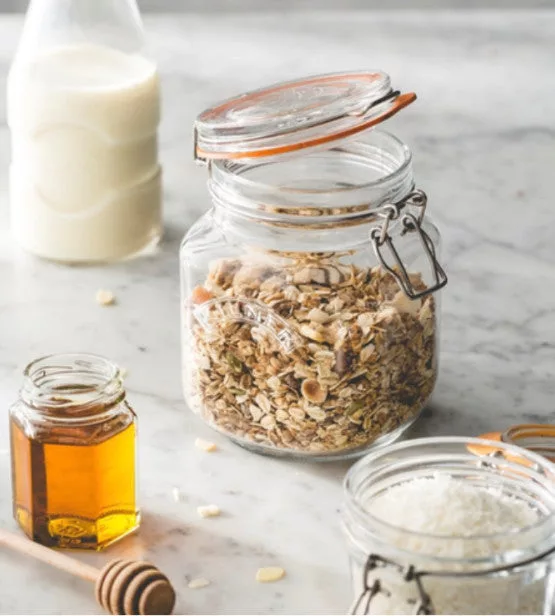 34 oz Clip Top Square Jar