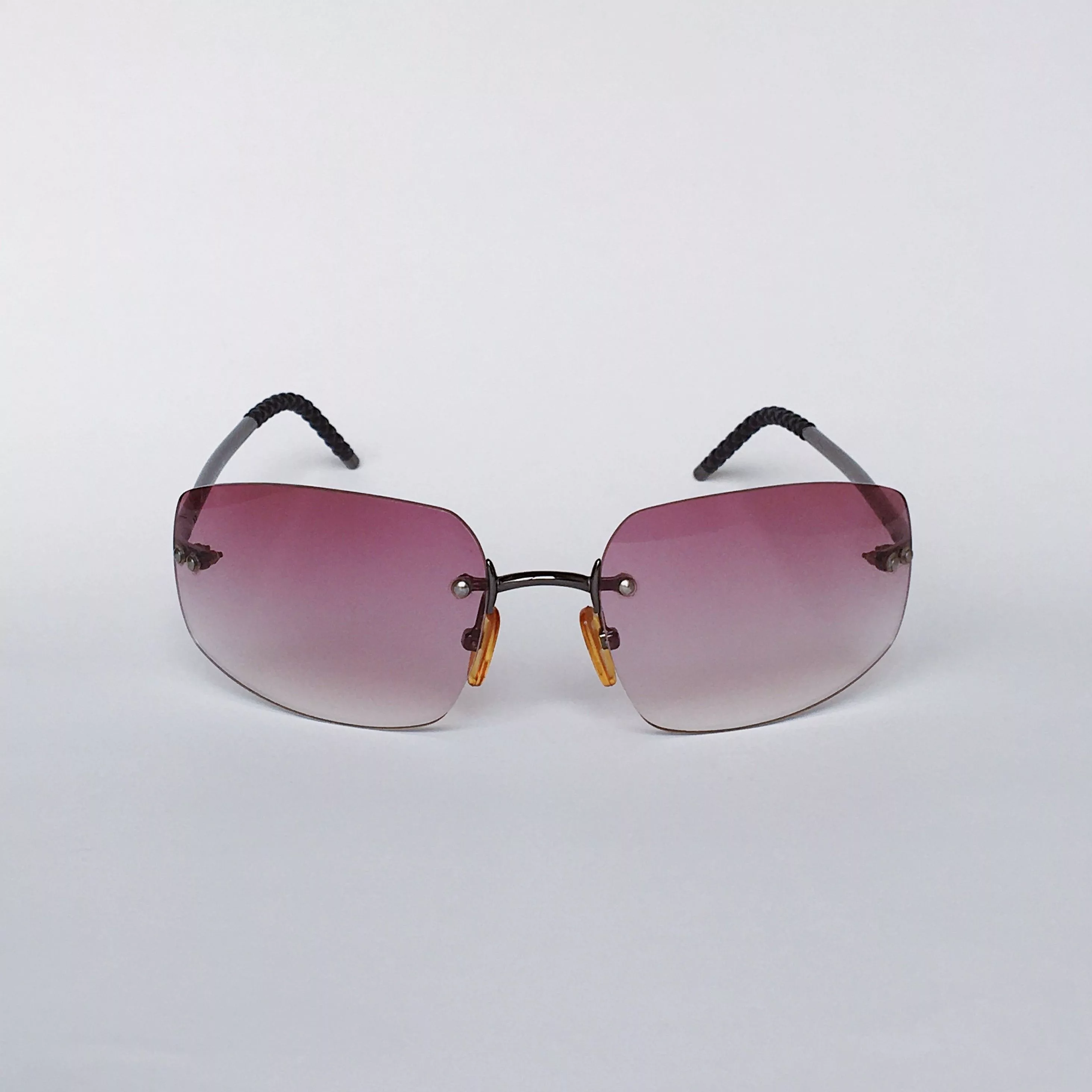 Vintage Sunglasses DE VALENTINI Vintage Square Rimless Pink Mirror Sunglasses Multi