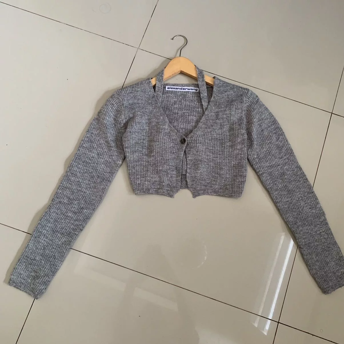 Alexander Wang Crop Tops Alexander Wang Twin Set Grey Cardigans Gray