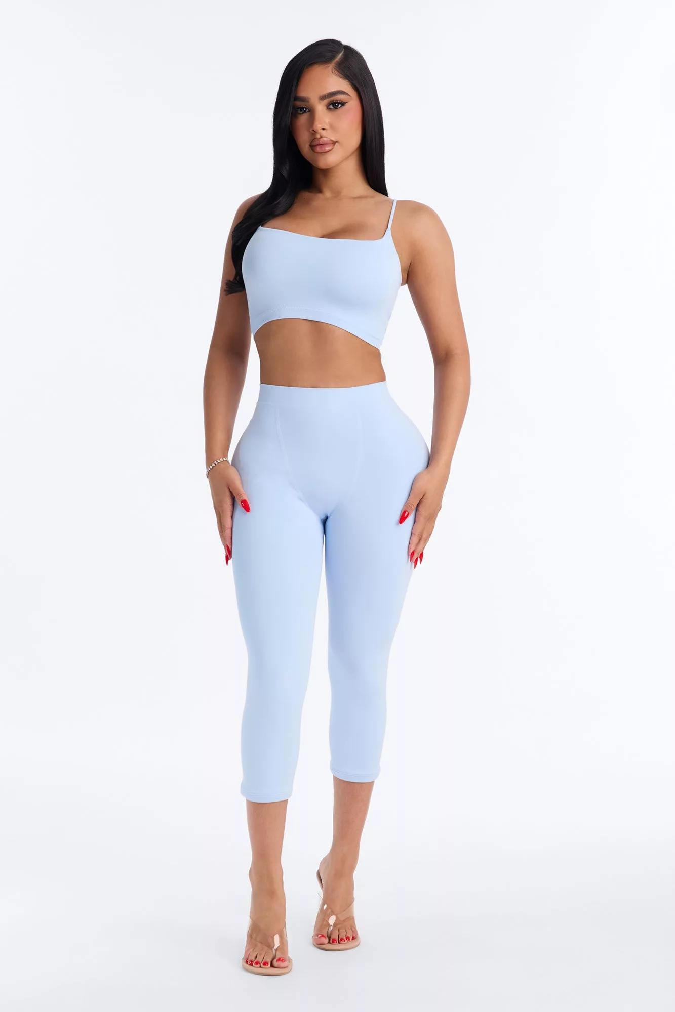 Seamless Smooth Double Lined Capri Pant - SkyBlue
