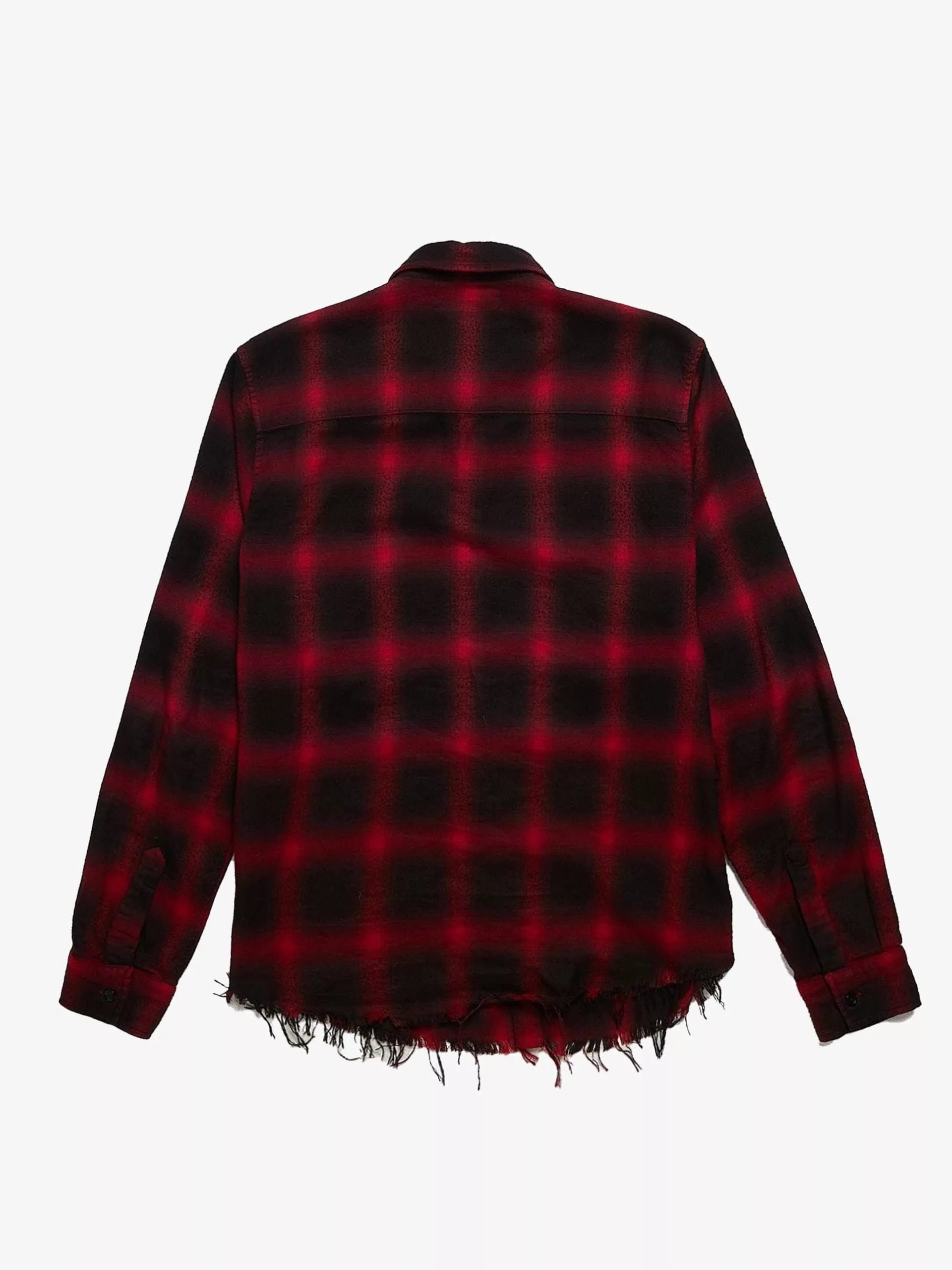 Amiri Long Sleeve T Shirts Amiri Red & Black Buttoned Checkered Distressed Cotton & Viscose Shirt