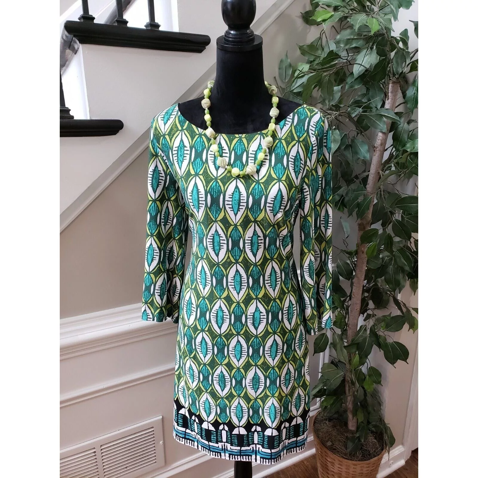 Laundry by Shelli Segal Midi Dresses Laundry by Shelli Segal Laundry Polyester Round Neck 3/4 Sleeve Knee Length Dress M Multi