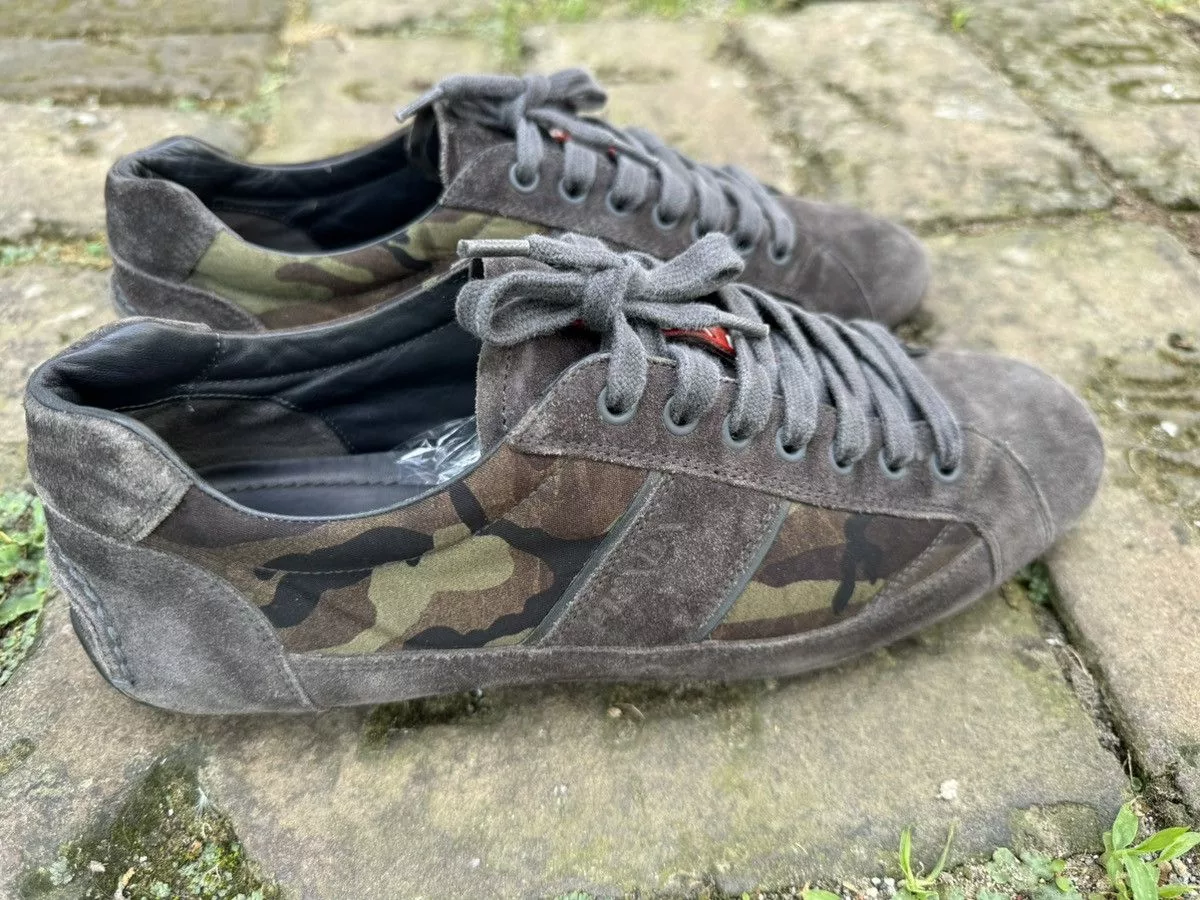 Prada Low Top Sneakers Authentic 💫Prada💫 (4E2854) Trainers Grey Camouflage suede… Multi