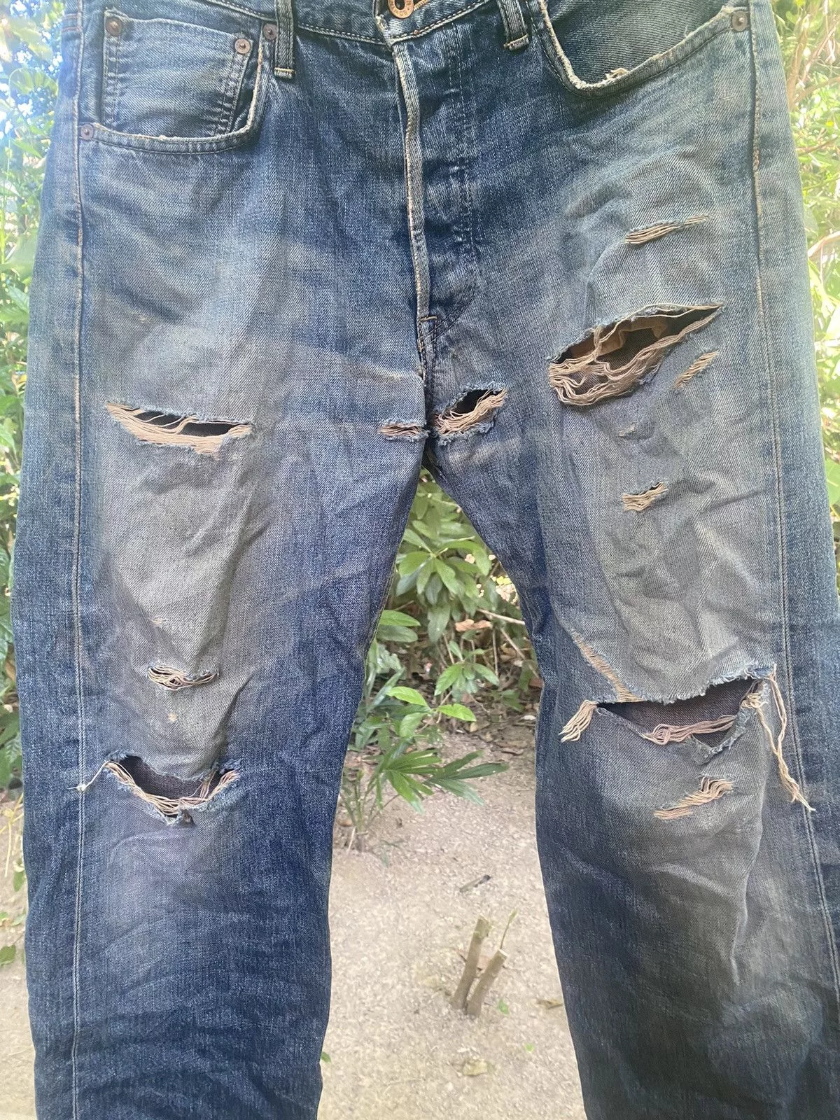 Edwin Denim Edwin × Vintage VINTAGE EDWIN 505x RED TAG DISTRESSED JEANS PANTS Blue