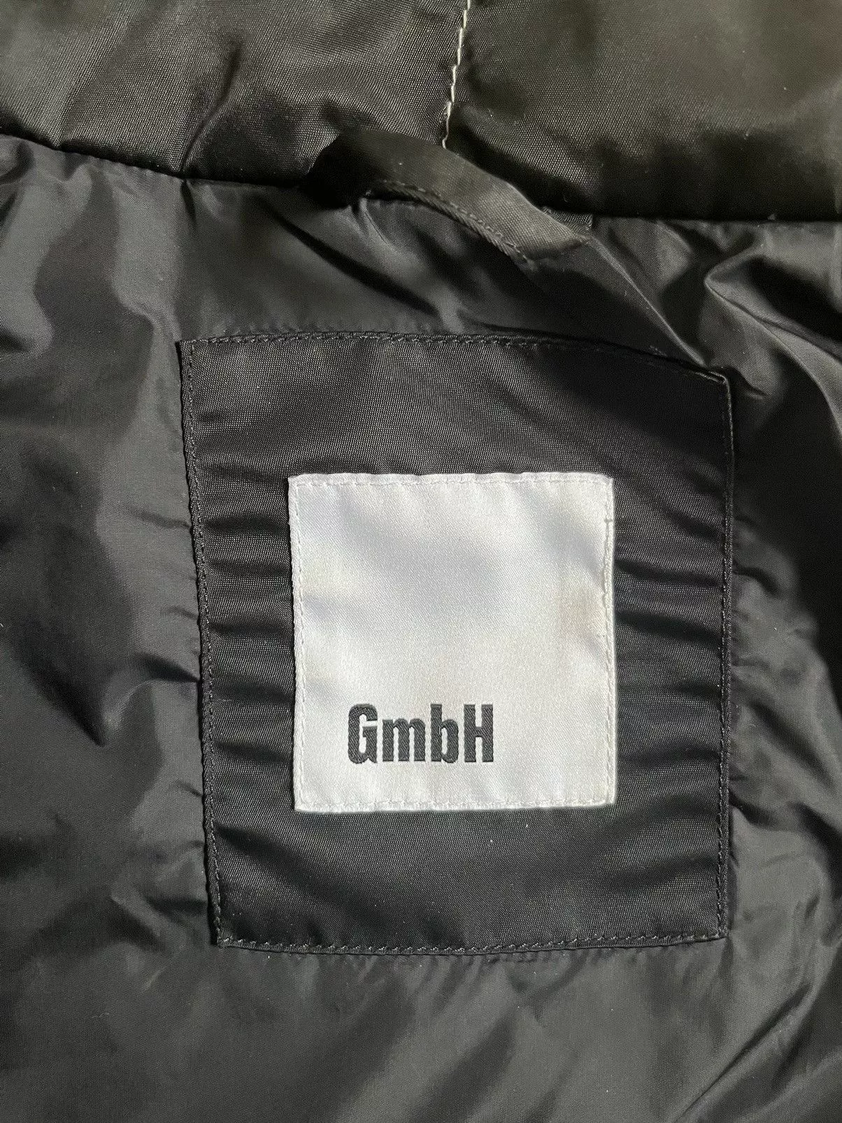 GmbH Down Jackets GmbH x Browns Harris High Neck Embroidered Puffer Jacket Black
