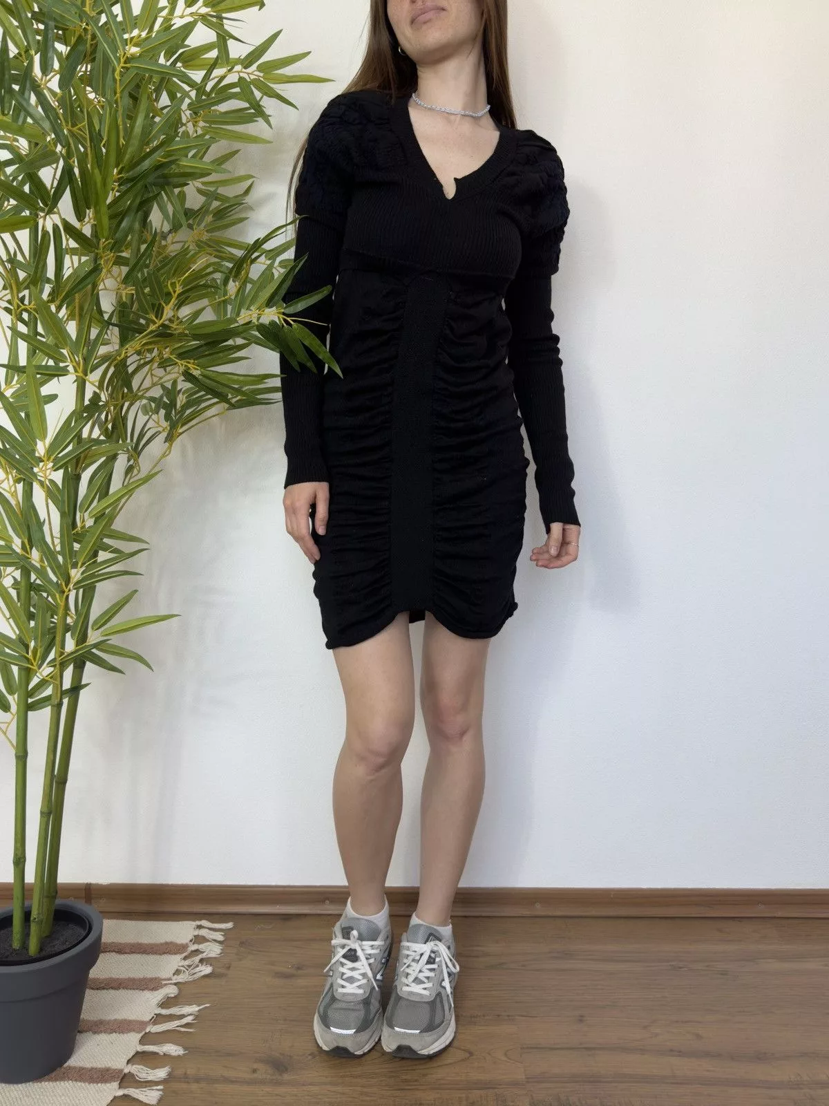 Marithe + Francois Girbaud Mini Dresses Marithe + Francois Girbaud × Vintage VINTAGE MARITHE FRANCOIS GIRBAUD DRAPED KNITTED DRESS Black Avant-Garde
