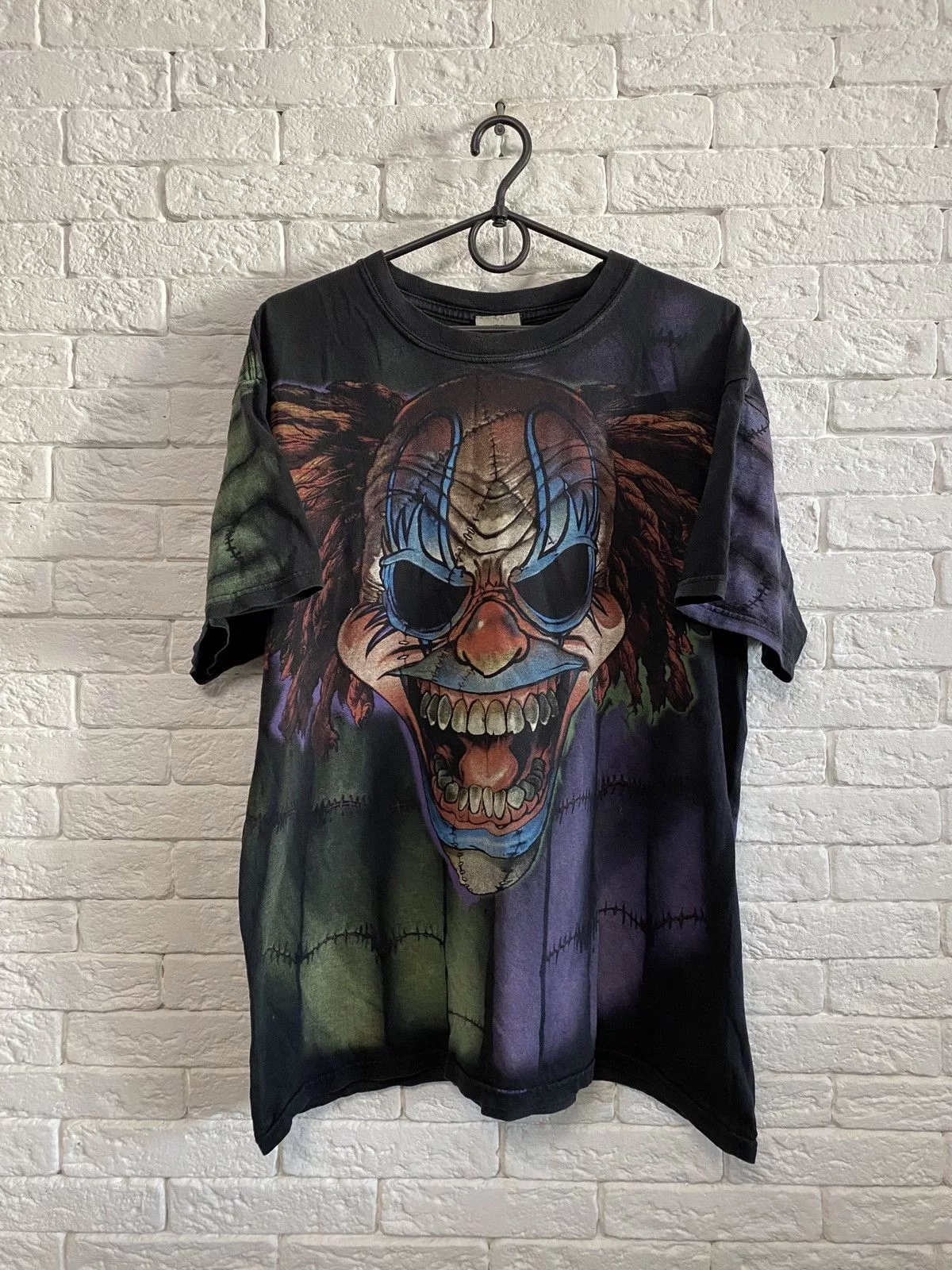 Liquid Blue Short Sleeve T Shirts Liquid Blue × Vintage Vintage Liquid Blue Evil Clown Skeleton Print T-Shirt Black