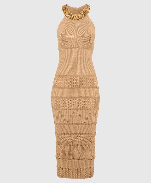 Balmain Maxi Dresses Balmain o1s1rm0624 Dress in Brown