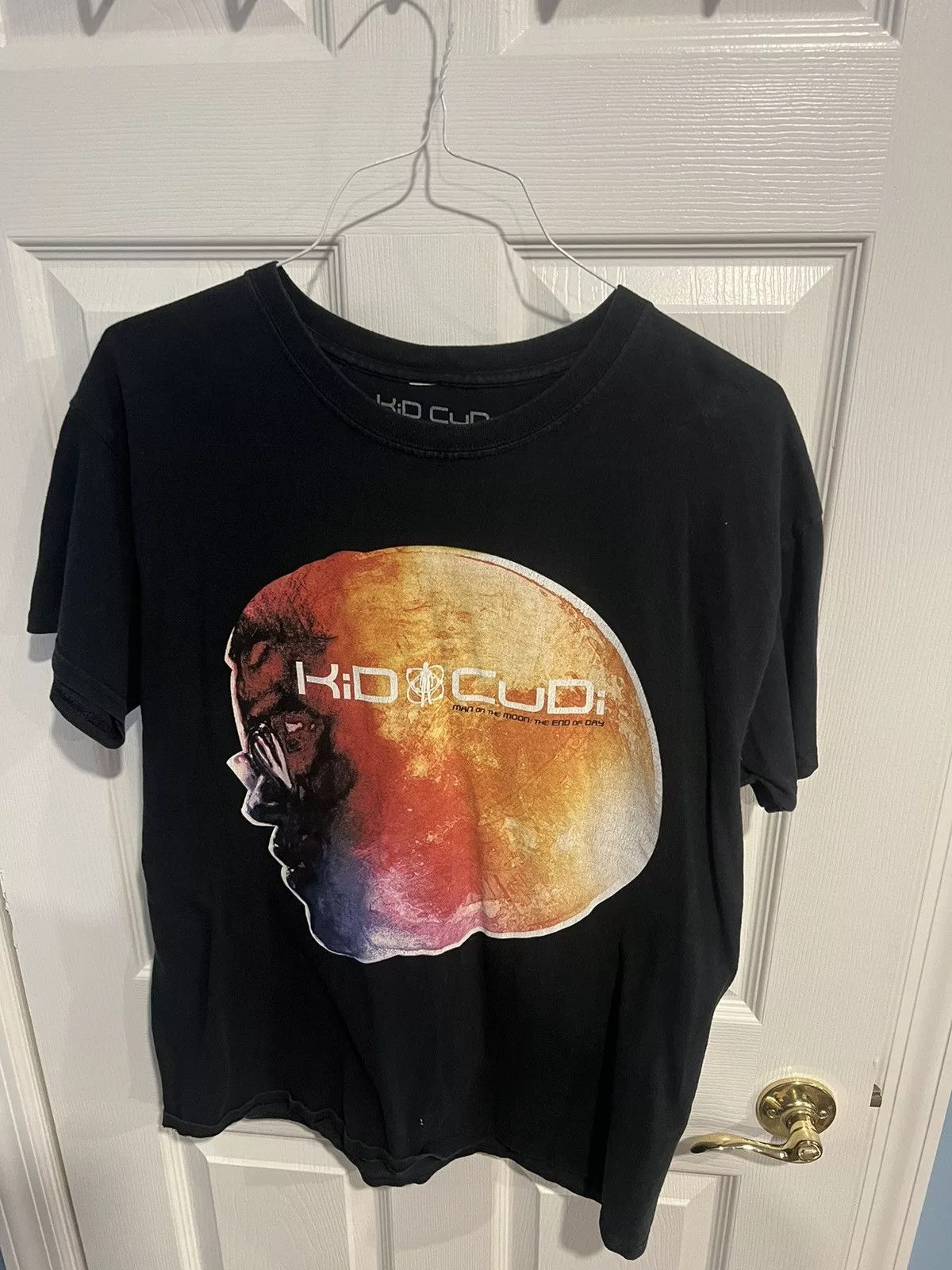 Kid Cudi Short Sleeve T Shirts Kid Cudi × Vintage Kid Cudi Man on the Moon 2009 Tee Black
