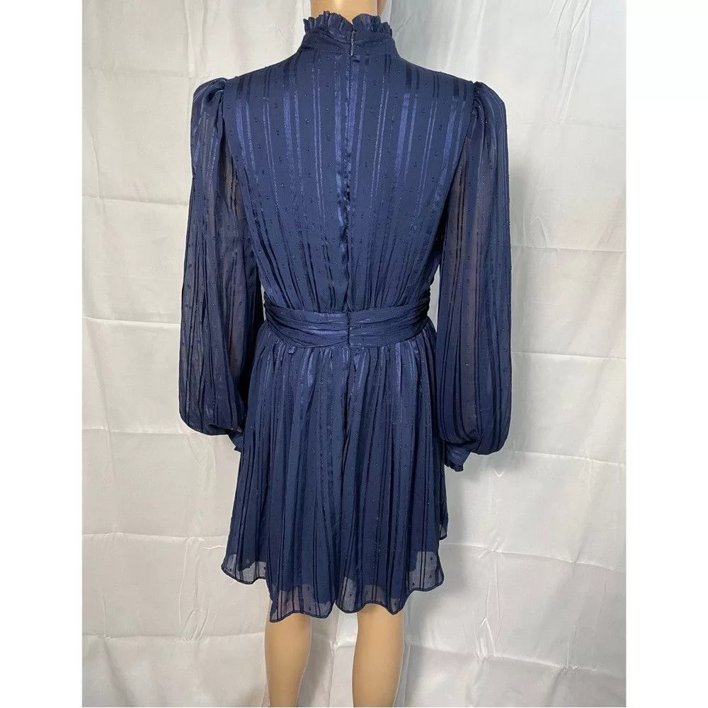 Other Mini Dresses Other AQUA Mock Neck Semi Sheer Blue Dress Size M