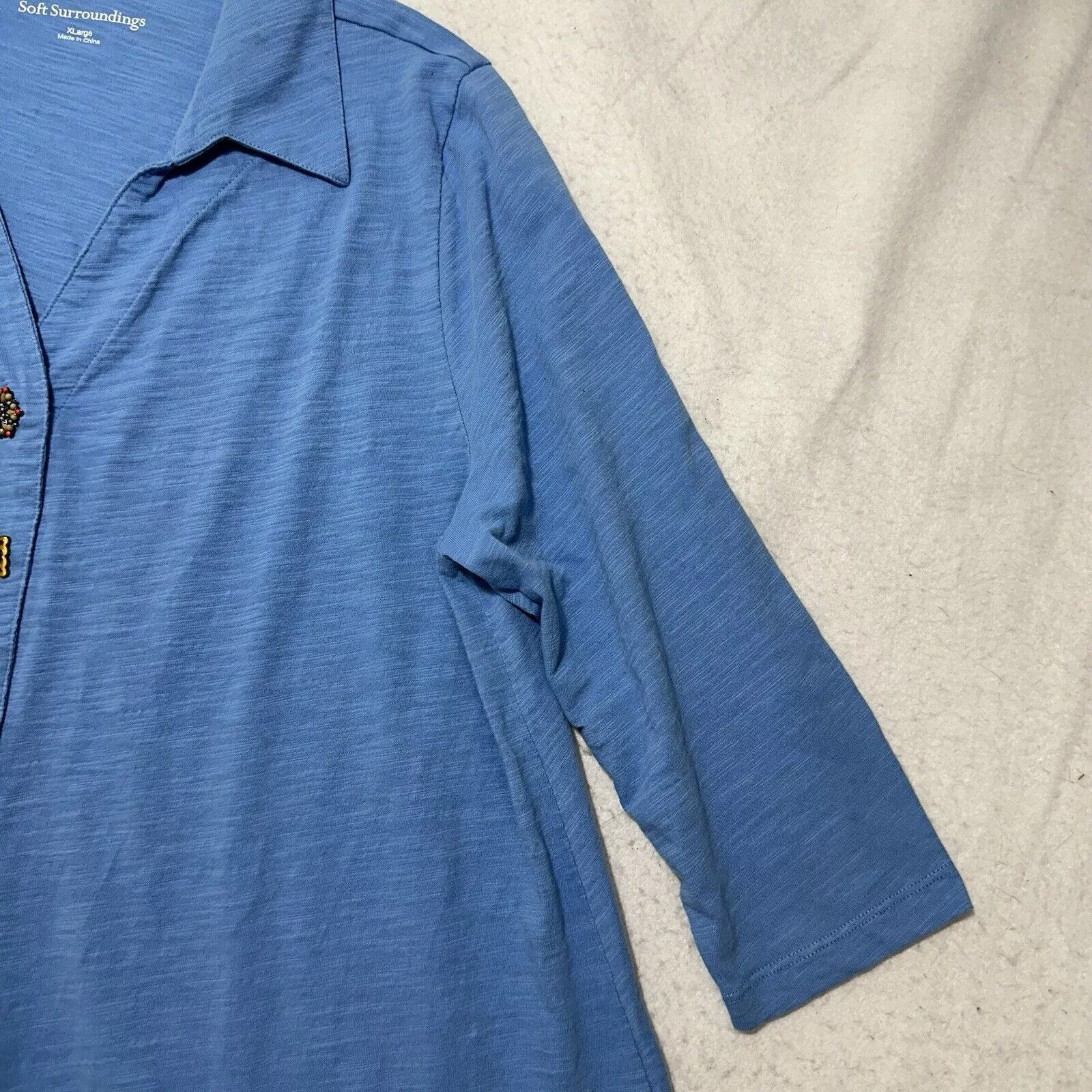 Other Blouses Other Soft Surroundings XL Blue Danielle Button Front Tunic Blouse